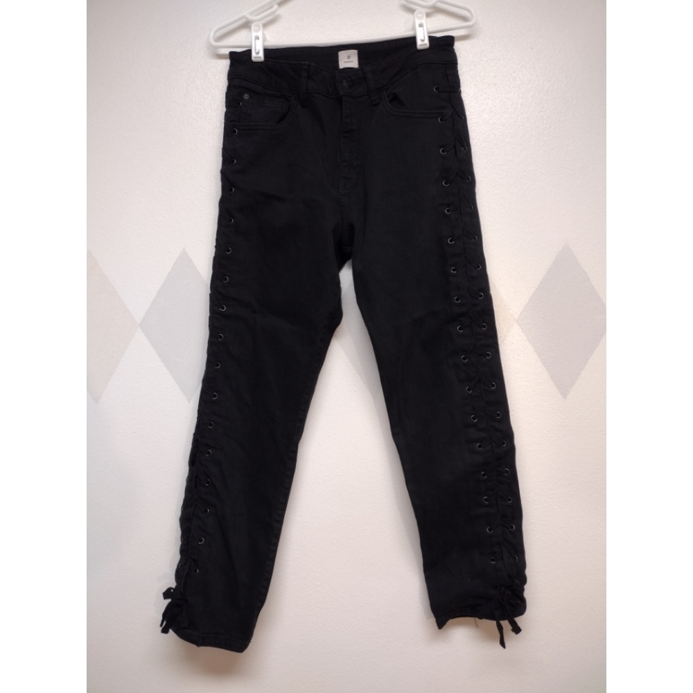 Madison Monroe highrise slim straight crop lace side jean